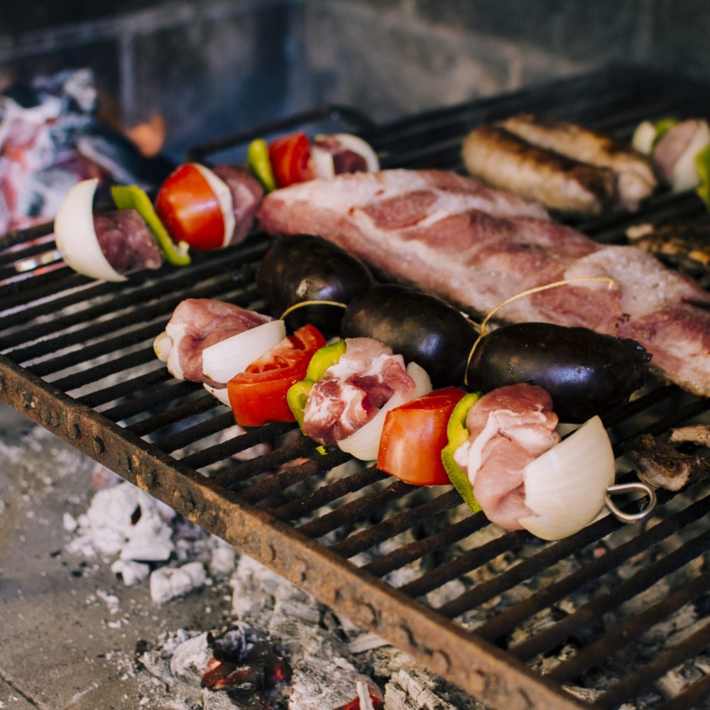 meat-vegetables-grilling-hot-coals